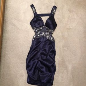 Gorgeous deep navy dress with crystal beading